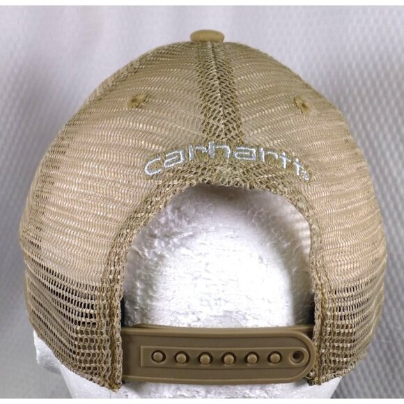 Carhartt Mens Tan Trucker Hat Mesh Back Snapback Cap - Picture 4 of 7